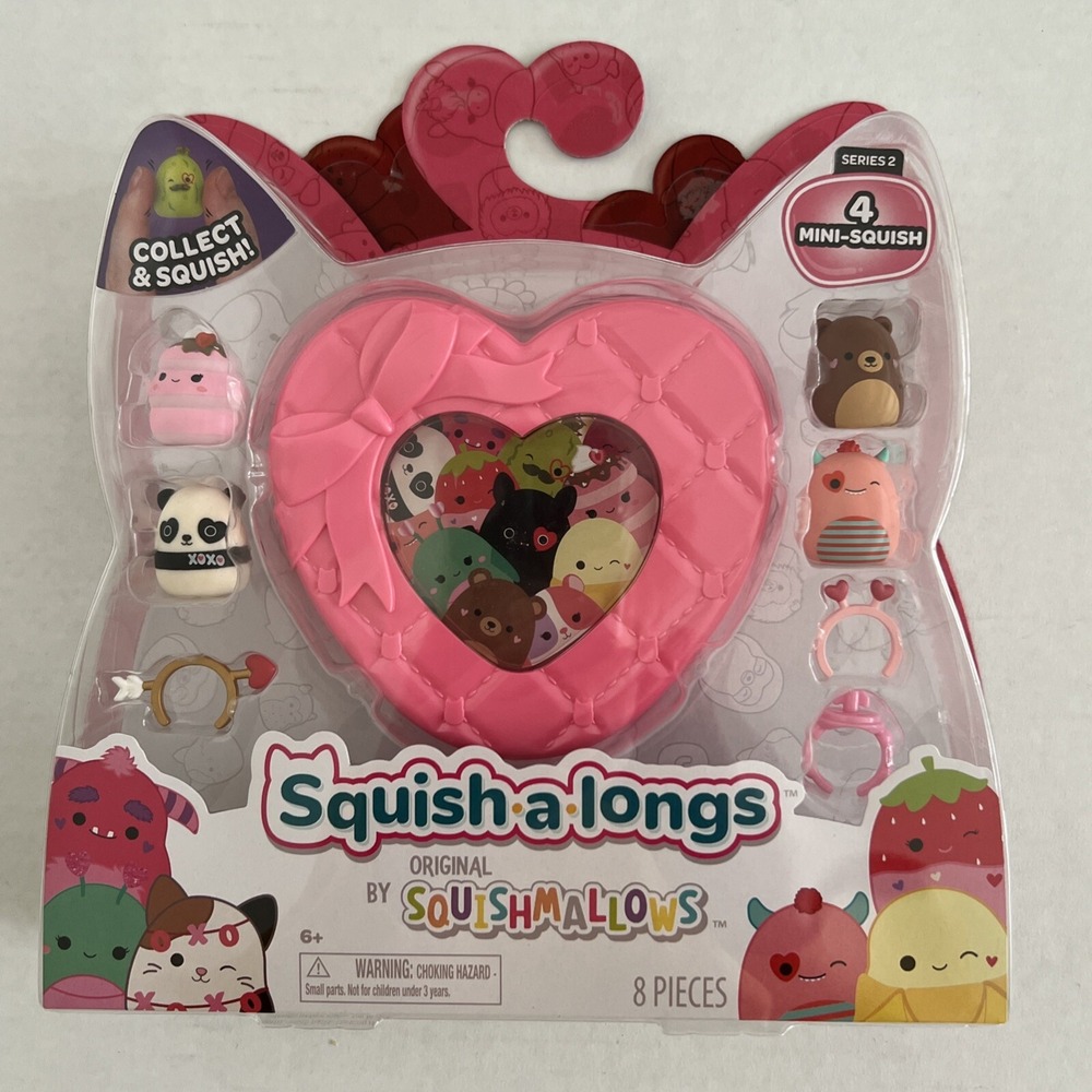 NEW Series 2 Squishmallow Squish-a-Longs Valentine's 8 Piece Pink Set